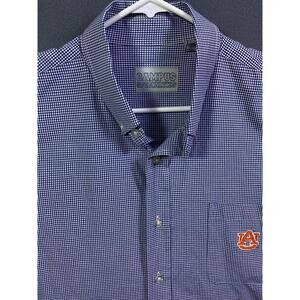 Auburn Tigers Shirt Mens XL Blue Plaid Button Down Campus Specialties NCAA War E